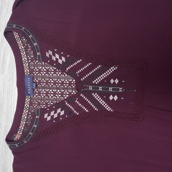 Artesia 3/4 sleeve Wine Goblet Boho Dress size large - Picture 3 of 9